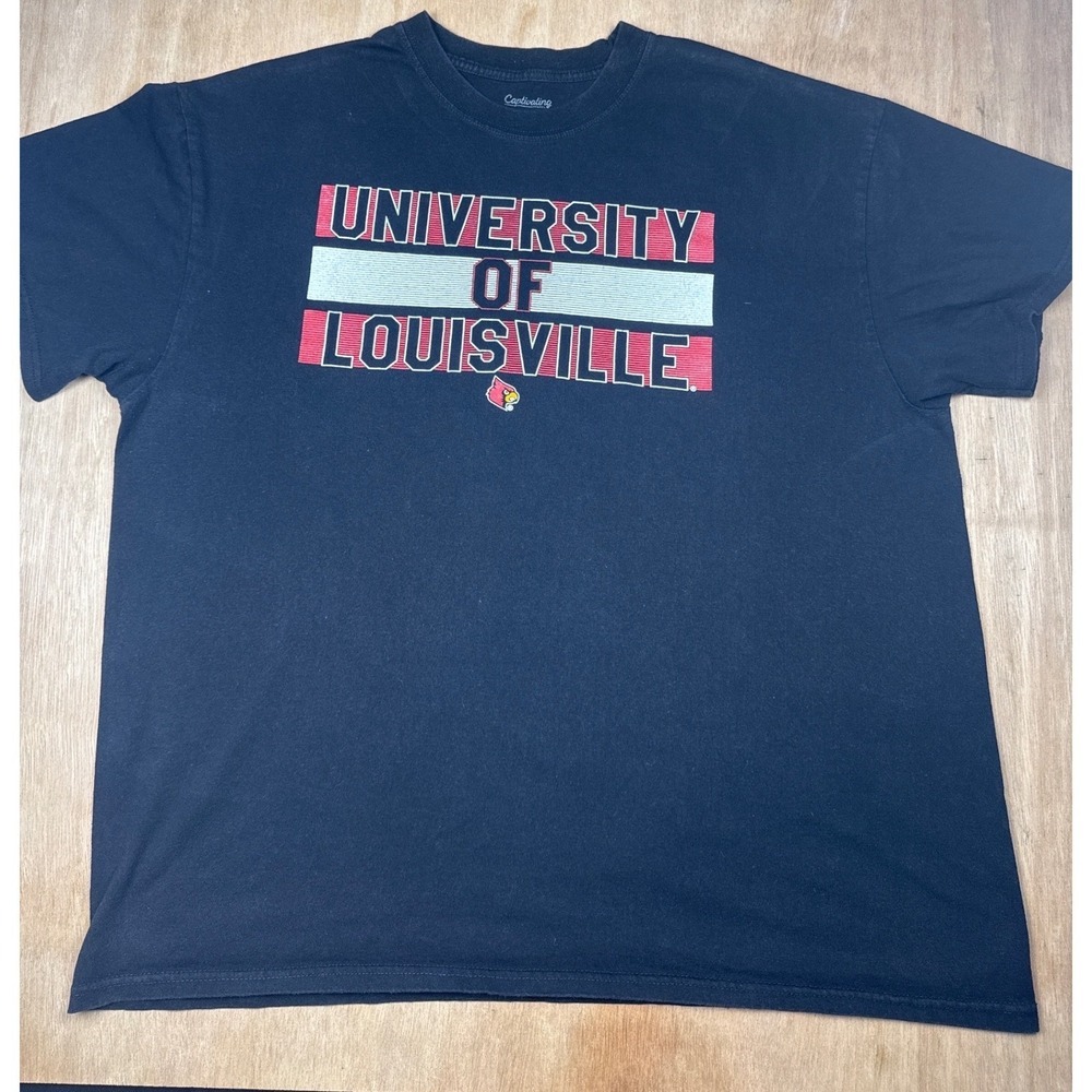 University of Louisville Cardinals Black Graphic T Shirt Mens College Size XL